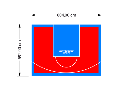 48M2/592X804CM CZERWONO-BŁĘKITNE BOISKO DO KOSZYKÓWKI SPEEDSPORT HEXA POWER PRO