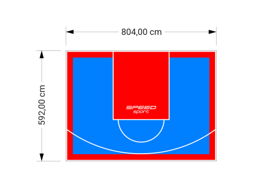 48M2/592X804CM BŁĘKITNO-CZERWONE BOISKO DO KOSZYKÓWKI SPEEDSPORT HEXA POWER PRO