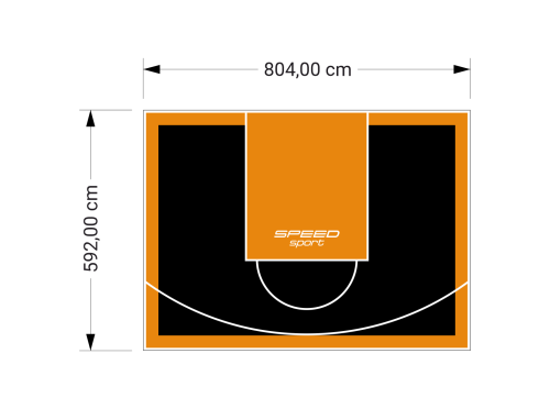 48M2/592X804CM CZARNO-POMARAŃCZOWE BOISKO DO KOSZYKÓWKI SPEEDSPORT HEXA POWER PRO