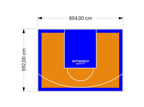 48M2/592X804CM POMARAŃCZOWO-NIEBIESKIE BOISKO DO KOSZYKÓWKI SPEEDSPORT HEXA POWER PRO