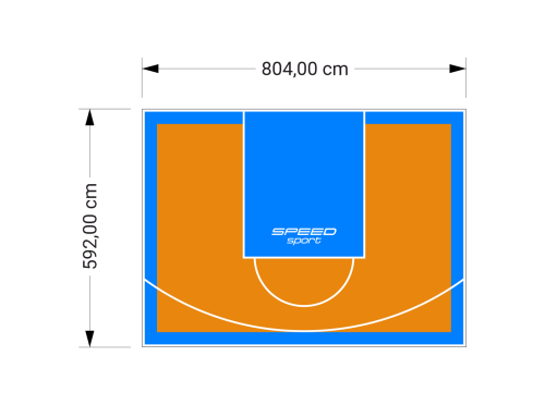 48M2/592X804CM POMARAŃCZOWO-BŁĘKITNE BOISKO DO KOSZYKÓWKI SPEEDSPORT HEXA POWER PRO