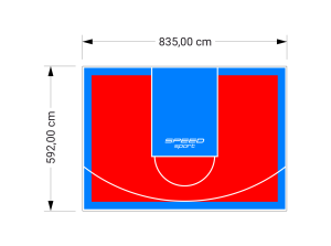 49M2/592X835CM CZERWONO-BŁĘKITNE BOISKO DO KOSZYKÓWKI SPEEDSPORT HEXA POWER PRO