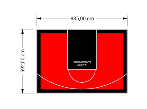 49M2/592X835CM CZERWONO-CZARNE BOISKO DO KOSZYKÓWKI SPEEDSPORT HEXA POWER PRO