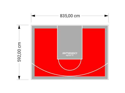 49M2/592X835CM CZERWONO-SZARE BOISKO DO KOSZYKÓWKI SPEEDSPORT HEXA POWER PRO