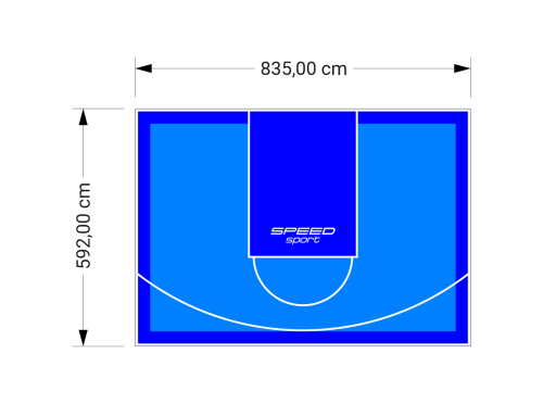 49M2/592X835CM BŁĘKITNO-NIEBIESKIE BOISKO DO KOSZYKÓWKI SPEEDSPORT HEXA POWER PRO