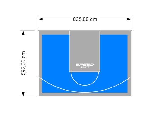 49M2/592X835CM BŁĘKITNO-SZARE BOISKO DO KOSZYKÓWKI SPEEDSPORT HEXA POWER PRO