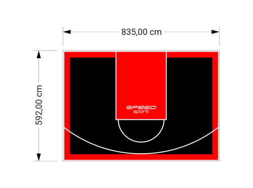 49M2/592X835CM CZARNO-CZERWONE BOISKO DO KOSZYKÓWKI SPEEDSPORT HEXA POWER PRO
