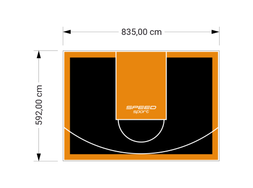 49M2/592X835CM CZARNO-POMARAŃCZOWE BOISKO DO KOSZYKÓWKI SPEEDSPORT HEXA POWER PRO