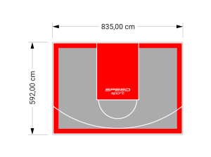 49M2/592X835CM SZARO-CZERWONE BOISKO DO KOSZYKÓWKI SPEEDSPORT HEXA POWER PRO