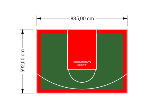 49M2/592X835CM ZIELONO-CZERWONE BOISKO DO KOSZYKÓWKI SPEEDSPORT HEXA POWER PRO