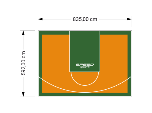 49M2/592X835CM POMARAŃCZOWO-ZIELONE BOISKO DO KOSZYKÓWKI SPEEDSPORT HEXA POWER PRO