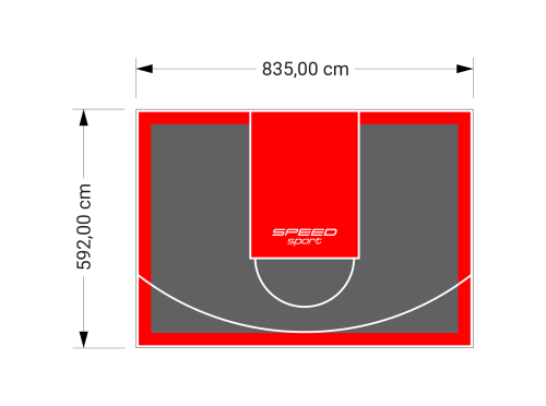 49M2/592X835CM GRAFITOWO-CZERWONE BOISKO DO KOSZYKÓWKI SPEEDSPORT HEXA POWER PRO