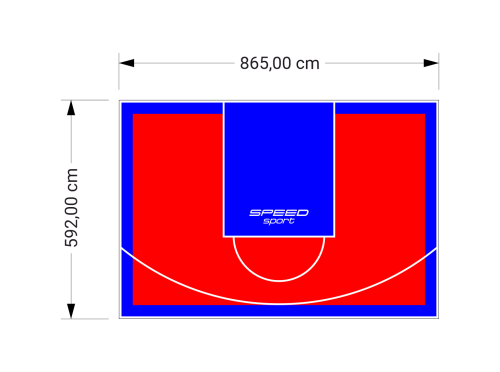 51M2/592X865CM CZERWONO-NIEBIESKIE BOISKO DO KOSZYKÓWKI SPEEDSPORT HEXA POWER PRO