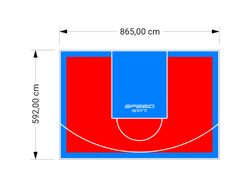 51M2/592X865CM CZERWONO-BŁĘKITNE BOISKO DO KOSZYKÓWKI SPEEDSPORT HEXA POWER PRO