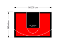 51M2/592X865CM CZERWONO-CZARNE BOISKO DO KOSZYKÓWKI SPEEDSPORT HEXA POWER PRO