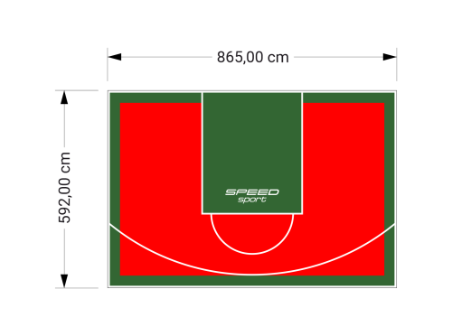 51M2/592X865CM CZERWONO-ZIELONE BOISKO DO KOSZYKÓWKI SPEEDSPORT HEXA POWER PRO