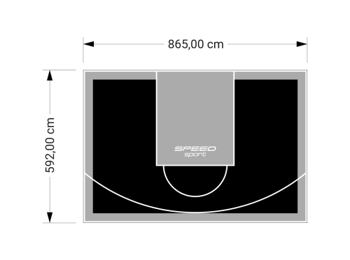 51M2/592X865CM CZARNO-SZARE BOISKO DO KOSZYKÓWKI SPEEDSPORT HEXA POWER PRO