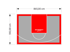 51M2/592X865CM SZARO-CZERWONE BOISKO DO KOSZYKÓWKI SPEEDSPORT HEXA POWER PRO