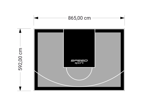 51M2/592X865CM SZARO-CZARNE BOISKO DO KOSZYKÓWKI SPEEDSPORT HEXA POWER PRO