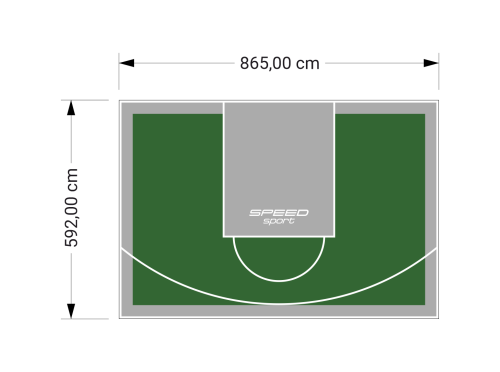51M2/592X865CM ZIELONO-SZARE BOISKO DO KOSZYKÓWKI SPEEDSPORT HEXA POWER PRO