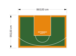 51M2/592X865CM ZIELONO-POMARAŃCZOWE BOISKO DO KOSZYKÓWKI SPEEDSPORT HEXA POWER PRO
