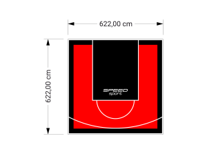 39M2/622X622CM CZERWONO-CZARNE BOISKO DO KOSZYKÓWKI SPEEDSPORT HEXA POWER PRO