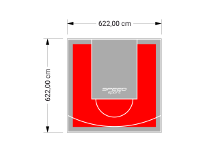 39M2/622X622CM CZERWONO-SZARE BOISKO DO KOSZYKÓWKI SPEEDSPORT HEXA POWER PRO