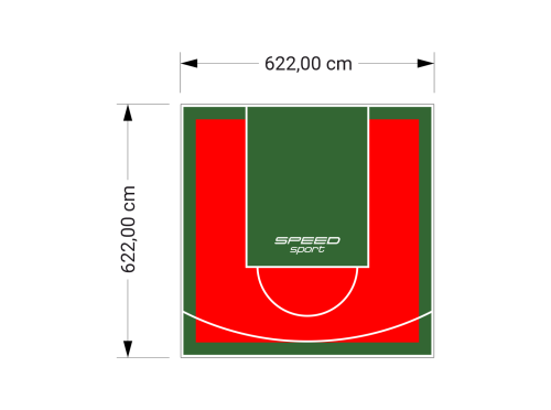 39M2/622X622CM CZERWONO-ZIELONE BOISKO DO KOSZYKÓWKI SPEEDSPORT HEXA POWER PRO