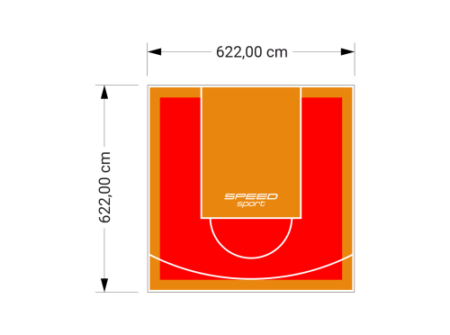 39M2/622X622CM CZERWONO-POMARAŃCZOWE BOISKO DO KOSZYKÓWKI SPEEDSPORT HEXA POWER PRO