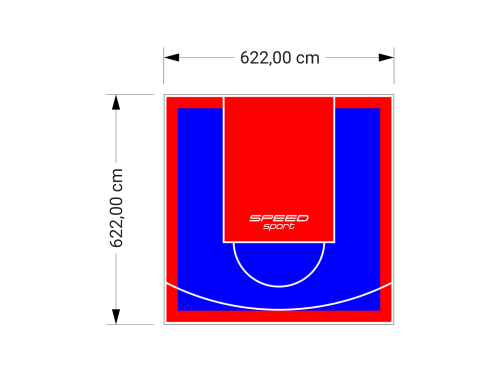 39M2/622X622CM NIEBIESKO-CZERWONE BOISKO DO KOSZYKÓWKI SPEEDSPORT HEXA POWER PRO