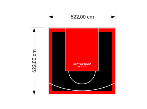 39M2/622X622CM CZARNO-CZERWONE BOISKO DO KOSZYKÓWKI SPEEDSPORT HEXA POWER PRO
