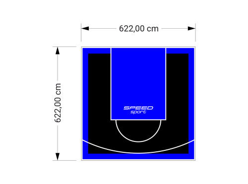 39M2/622X622CM CZARNO-NIEBIESKIE BOISKO DO KOSZYKÓWKI SPEEDSPORT HEXA POWER PRO