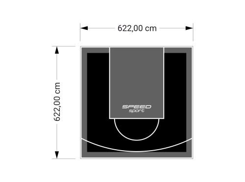 39M2/622X622CM CZARNO-GRAFITOWE BOISKO DO KOSZYKÓWKI SPEEDSPORT HEXA POWER PRO