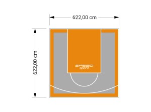39M2/622X622CM SZARO-POMARAŃCZOWE BOISKO DO KOSZYKÓWKI SPEEDSPORT HEXA POWER PRO