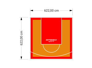 39M2/622X622CM POMARAŃCZOWO-CZERWONE BOISKO DO KOSZYKÓWKI SPEEDSPORT HEXA POWER PRO