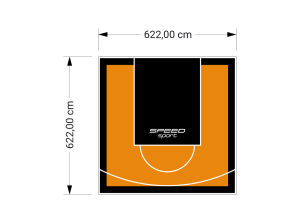 39M2/622X622CM POMARAŃCZOWO-CZARNE BOISKO DO KOSZYKÓWKI SPEEDSPORT HEXA POWER PRO