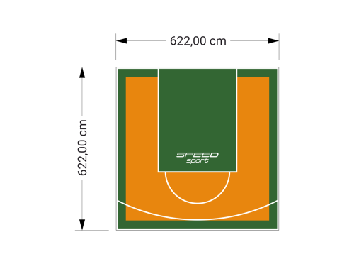 39M2/622X622CM POMARAŃCZOWO-ZIELONE BOISKO DO KOSZYKÓWKI SPEEDSPORT HEXA POWER PRO
