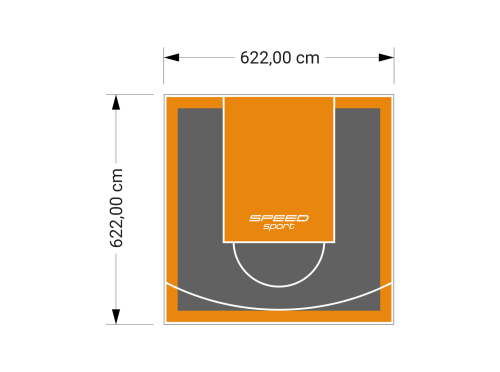 39M2/622X622CM GRAFITOWO-POMARAŃCZOWE BOISKO DO KOSZYKÓWKI SPEEDSPORT HEXA POWER PRO
