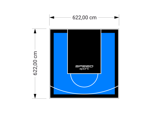 39M2/622X622CM BŁĘKITNO-CZARNE BOISKO DO KOSZYKÓWKI SPEEDSPORT HEXA POWER PRO