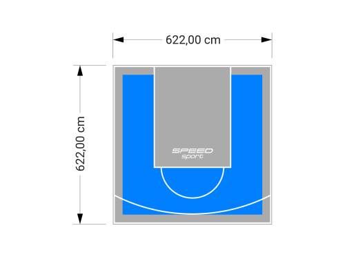 39M2/622X622CM BŁĘKITNO-SZARE BOISKO DO KOSZYKÓWKI SPEEDSPORT HEXA POWER PRO
