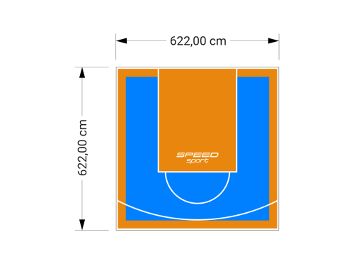 39M2/622X622CM BŁĘKITNO-POMARAŃCZOWE BOISKO DO KOSZYKÓWKI SPEEDSPORT HEXA POWER PRO