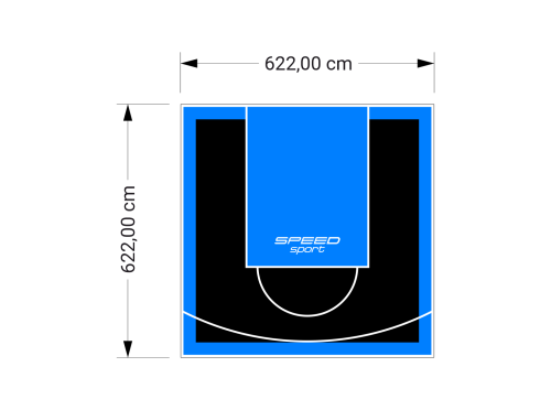 39M2/622X622CM CZARNO-BŁĘKITNE BOISKO DO KOSZYKÓWKI SPEEDSPORT HEXA POWER PRO
