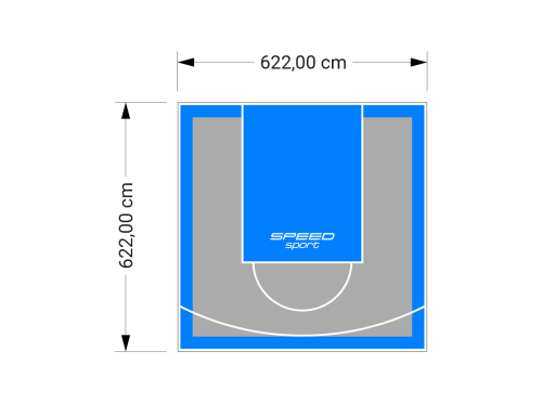 39M2/622X622CM SZARO-BŁĘKITNE BOISKO DO KOSZYKÓWKI SPEEDSPORT HEXA POWER PRO