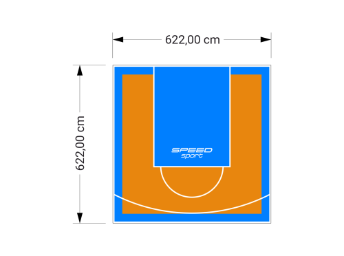39M2/622X622CM POMARAŃCZOWO-BŁĘKITNE BOISKO DO KOSZYKÓWKI SPEEDSPORT HEXA POWER PRO