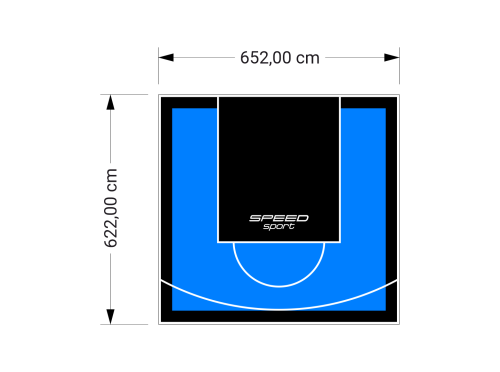 41M2/622X652CM BŁĘKITNO-CZARNE BOISKO DO KOSZYKÓWKI SPEEDSPORT HEXA POWER PRO