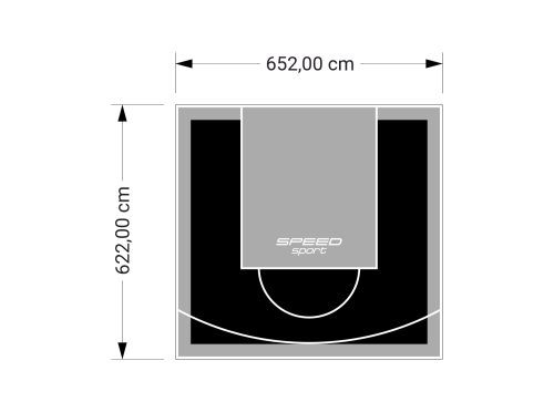 41M2/622X652CM CZARNO-SZARE BOISKO DO KOSZYKÓWKI SPEEDSPORT HEXA POWER PRO