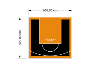 41M2/622X652CM CZARNO-POMARAŃCZOWE BOISKO DO KOSZYKÓWKI SPEEDSPORT HEXA POWER PRO