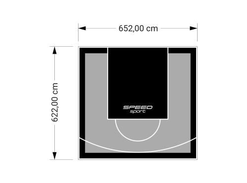41M2/622X652CM SZARO-CZARNE BOISKO DO KOSZYKÓWKI SPEEDSPORT HEXA POWER PRO