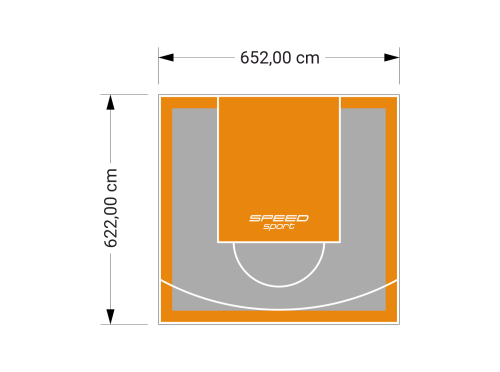 41M2/622X652CM SZARO-POMARAŃCZOWE BOISKO DO KOSZYKÓWKI SPEEDSPORT HEXA POWER PRO