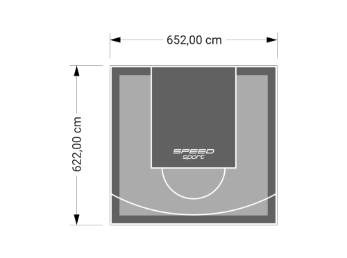41M2/622X652CM SZARO-GRAFITOWE BOISKO DO KOSZYKÓWKI SPEEDSPORT HEXA POWER PRO